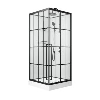 Душевая кабина Niagara Standart ST100/15QR/KL/BKT (100х100х225) низкий поддон(15см),черный,стекло прозрачное,3 места