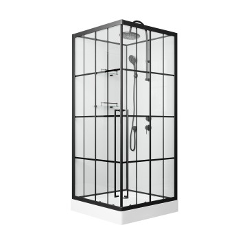 Душевая кабина Niagara Standart ST100/15QR/KL/BKT (100х100х225) низкий поддон(15см),черный,стекло прозрачное,3 места