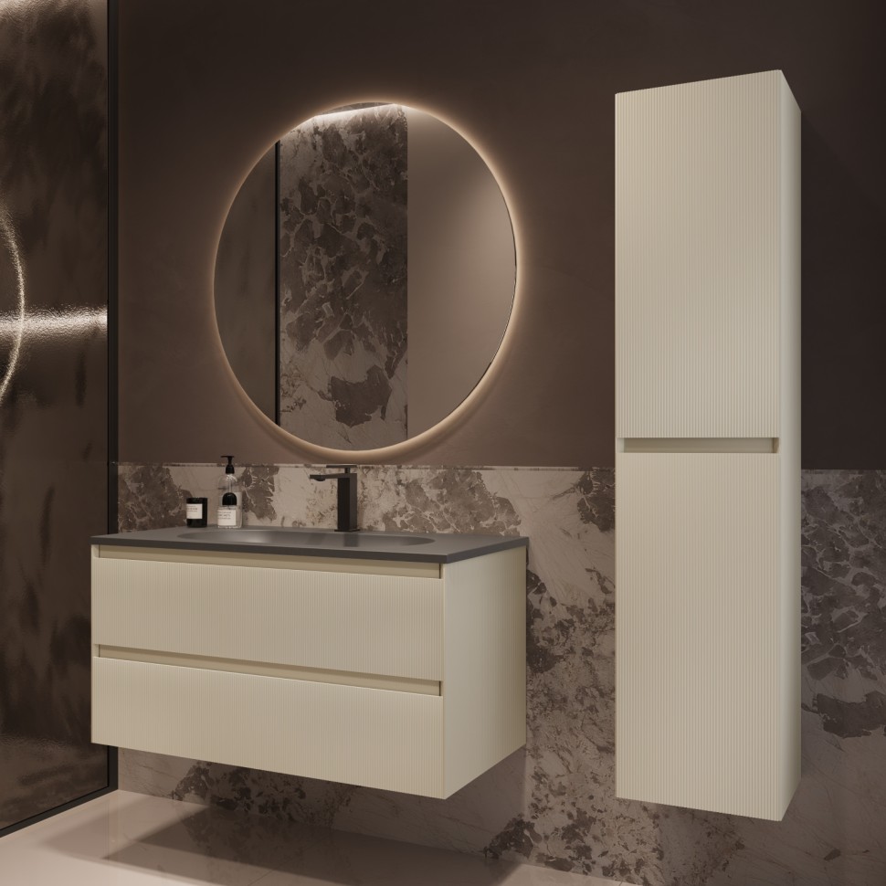 База под раковину Welle 1000 подвесная, 2 выкатных ящика soft-close, M.Beige