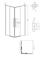 1/2 душевого ограждения Grossman Galaxy 1/2.K33.01.80L.21.02 (80*195) раздвижная(левая),черный матовый,стекло шиншилла,1 место