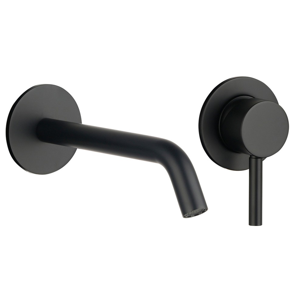 AQM 6215MB Siena Смеситель для раковины настенный на 2 отв. 180мм, внутр монтаж в компл., Черный матовый