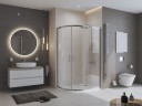 Душевой поддон из искусственного мрамора в комплекте с сифоном BelBagno UNO TRAY-MR-UNO-RH-120/80-550-35-W-R-CR