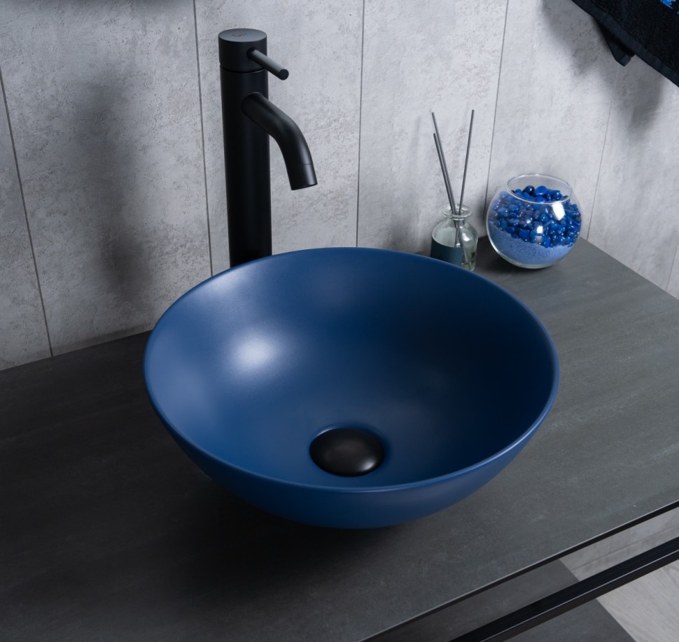 Раковина Gid 9081bum 53401 накладная синяя матовая 36x36x14
