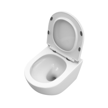 Унитаз подвесной безободковый с сиденьем и смывом TORNADO BelBagno UNO-TOR BB5177CH-TOR/SC