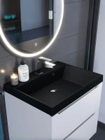 Раковина для ванной 80 см, Uperwood Classic Quartz, кварцевая, черная матовая, космос