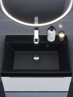 Раковина для ванной 80 см, Uperwood Classic Quartz, кварцевая, черная матовая, космос