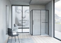 Душевой уголок Slim Soft VSR-1SS8011CLB, 1100*800, черный, стекло прозрачное