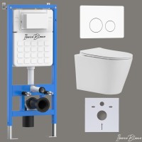 Комплект 3в1 IBERICA BLANCA инсталляция SILENCIO, унитаз BURGOS ALTO белый, кнопка смыва INOX-O белый матовый (IB001.BRA.234.811)