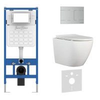 Комплект 3в1 IBERICA BLANCA инсталляция SILENCIO, унитаз BILBAO ALTO белый, кнопка смыва INOX-R хром матовый (IB001.BLA.231.1501)