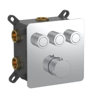 Смеситель с термостатом встраиваемый на 3 потребителя комплект с монтажной частью AQM8812CR