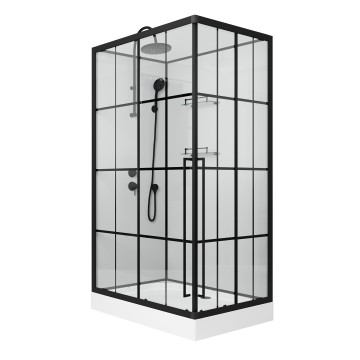 Душевая кабина Niagara Standart ST100/80/15QL/KL/BKT (100х80х225) низкий поддон(15см),черный,стекло прозрачное,3 места