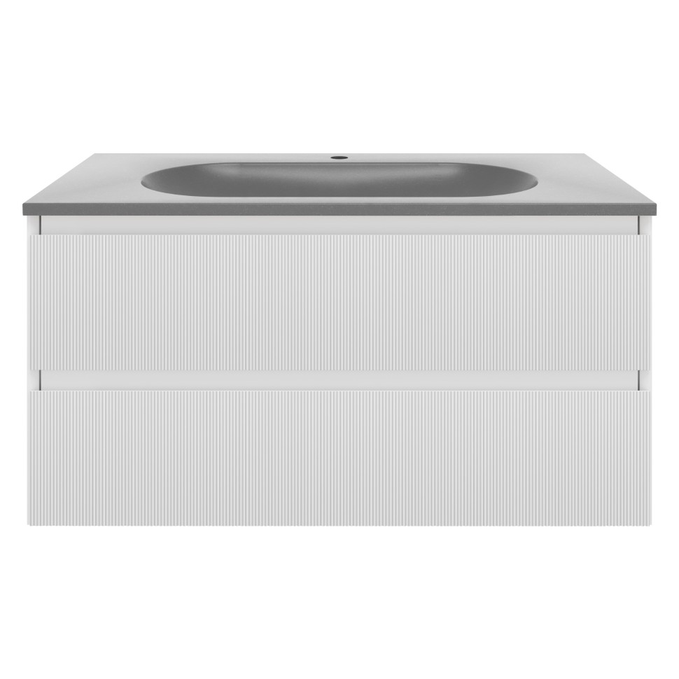 База под раковину Welle 1000 подвесная, 2 выкатных ящика soft-close, M.White