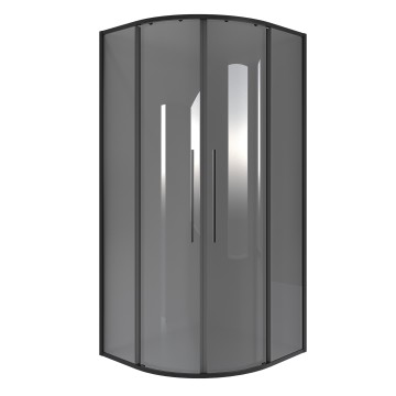Душевое ограждение Niagara Nova NG-2825-34BLACK (80х80х195) четверть круга,черный матовый,двери раздвижные,стекло тонированное,1 место