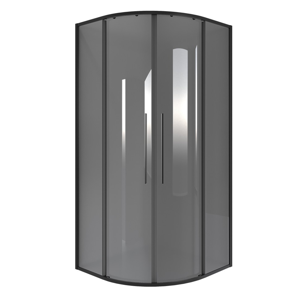 Душевое ограждение Niagara Nova NG-2825-34BLACK (80х80х195) четверть круга,черный матовый,двери раздвижные,стекло тонированное,1 место
