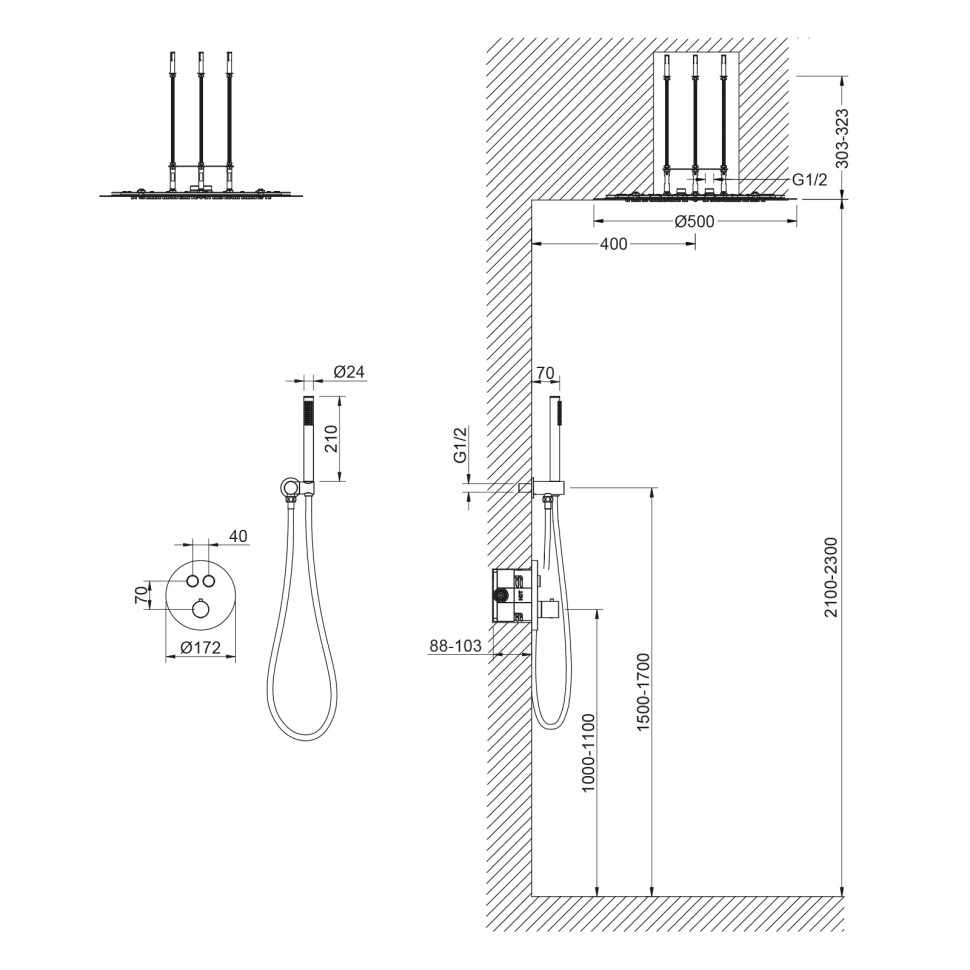 Душевая система встроенная с термостатом Timo Saona SX-2370/00SM хром
