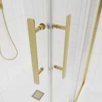 Душевой угол Veconi Evo 300 G, 1100х900x1950, золото брашинг, прозрачное стекло