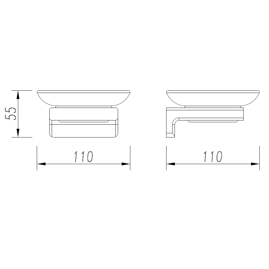 AQM7314CR Tivoli Мыльница латунь/матовое стекло, хром