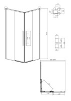 1/2 душевого ограждения Grossman Galaxy 1/2.K33.01.90.21.02 (90х195) раздвижная(правая),черный матовый,стекло шиншилла,1 место
