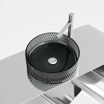 Умывальник чаша накладная круглая (цвет черный) Cristal 360x360x112мм
