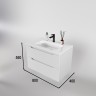 Тумба подвесная STYLE LINE "Марелла 80" (2 ящ.) Люкс антискрейтч белый матовый, PLUS с раковиной Марелла Люкс 800х400