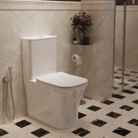 Унитаз-компакт Торнадо Сити (City) VT2-56T, цвет белый, ультратонкое сиденье микролифт, горизонтальный выпуск