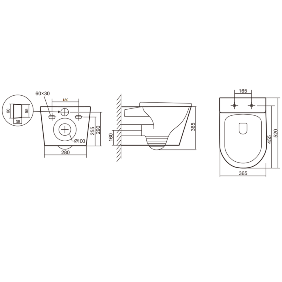 Унитаз подвесной IBERICA BLANCA BURGOS ALTO Tornado белый (IB.BRA.234.1B1)