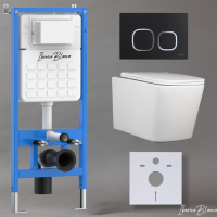 Комплект 3в1 IBERICA BLANCA инсталляция SILENCIO, унитаз TOLEDO ALTO белый, кнопка смыва ESTI-Q черный матовый (IB001.TLA.231.832)