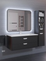 Зеркало для ванной с холодной подсветкой Uperwood Modul 80х80 см, прямоугольное, черное, сенсор/антизапотевание