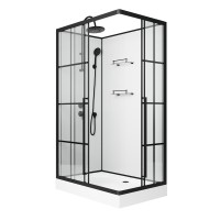 Душевая кабина Niagara Standart ST120/80/15QL/KL/BKT (120х80х225) низкий поддон(15см),черный,стекло прозрачное,3 места