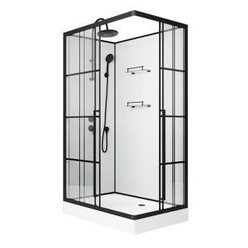 Душевая кабина Niagara Standart ST120/80/15QL/KL/BKT (120х80х225) низкий поддон(15см),черный,стекло прозрачное,3 места