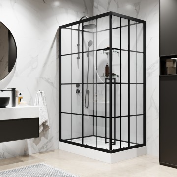 Душевая кабина Niagara Standart ST120/80/15QL/KL/BKT (120х80х225) низкий поддон(15см),черный,стекло прозрачное,3 места