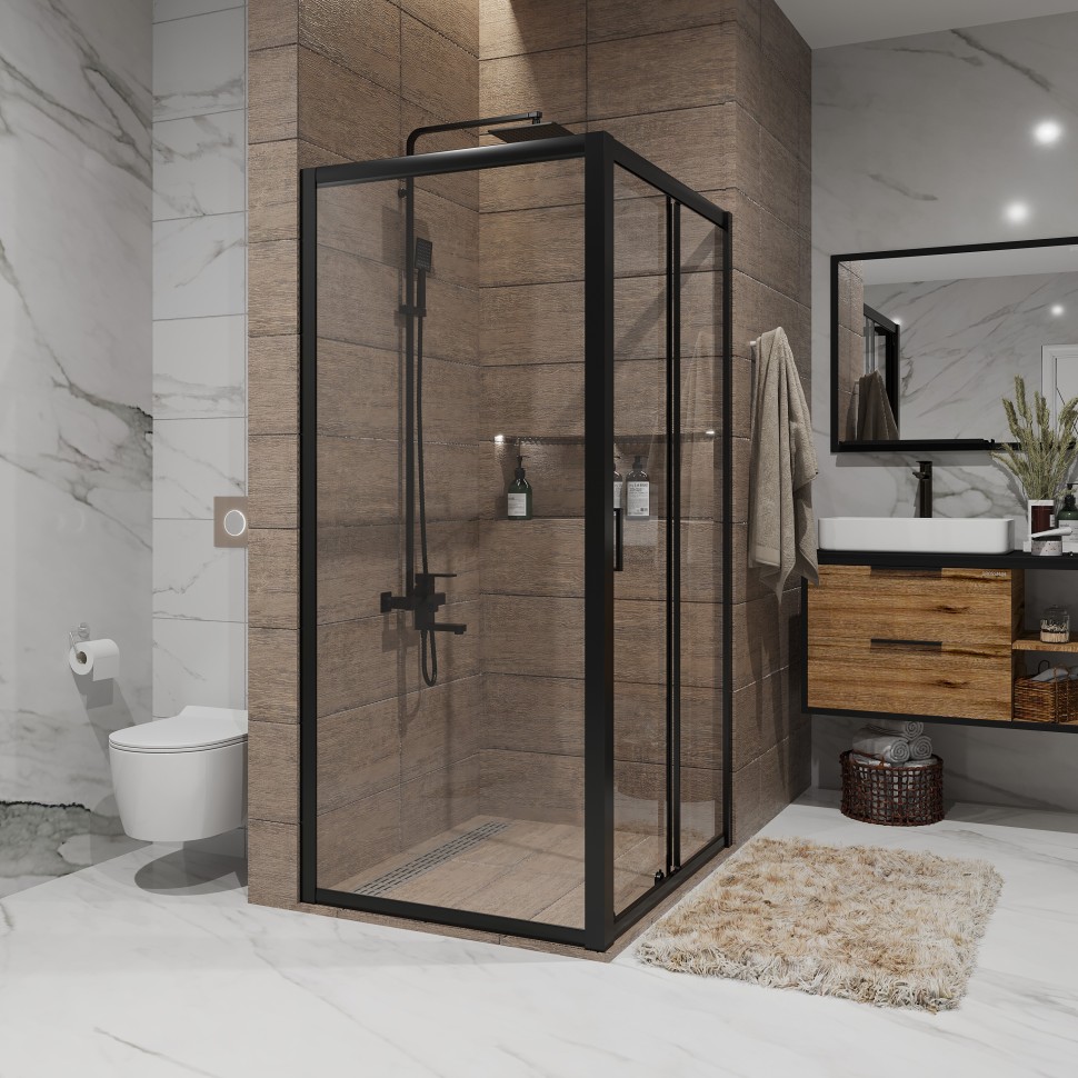 Боковая стенка Niagara Nova NG-A70B (70х195) черный,стекло прозрачное,1 место