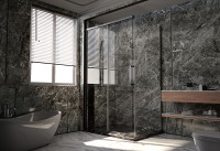 Душевой угол Veconi Premium Trento PTC-SP-40GR, 1500х800x2000, брашированный графит, стекло прозрачное
