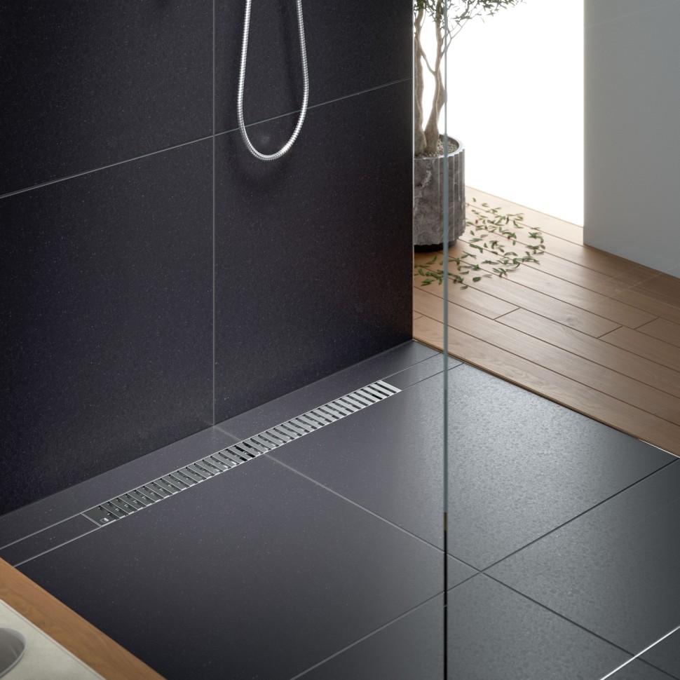 Душевой лоток TIMO Drain System 600 с вставкой "lines", Сатин