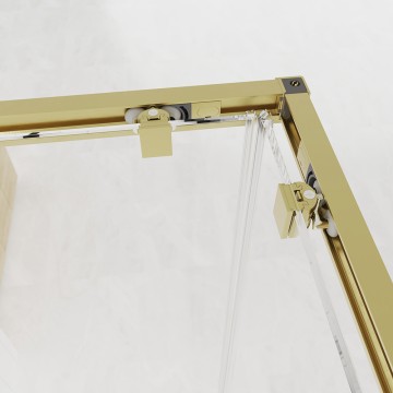 Душевой угол Veconi Evo 300 G, 1200х800x1950, золото брашинг, прозрачное стекло