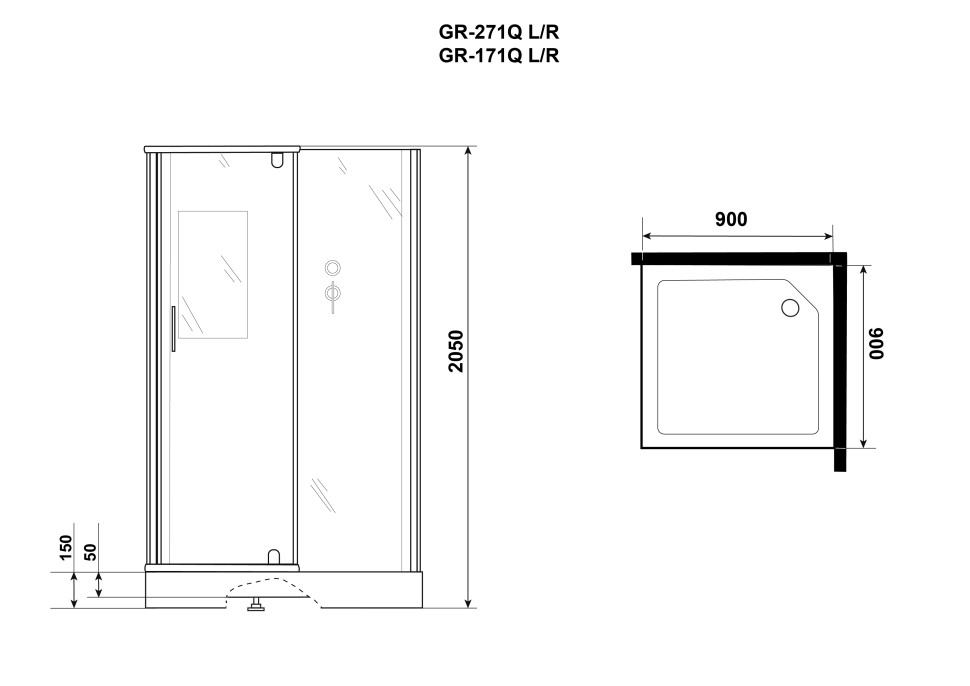 Душевая кабина Grossman Classic GR271QR (90х90х205) дверь распашная,4 места