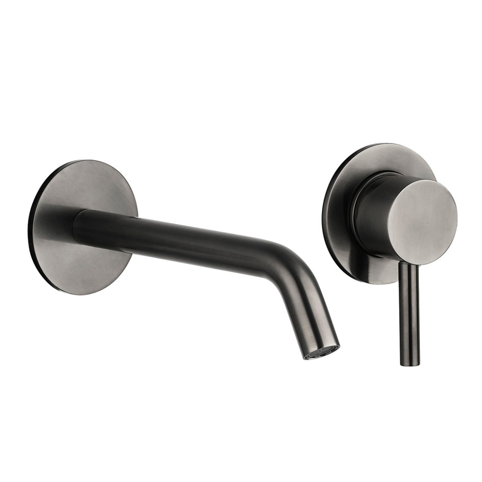 AQM 6215GM Siena Смеситель для раковины настенный на 2 отв. 180мм, внутр монтаж в компл., Gun metal