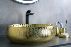 Раковина Gid 9030g 52234 накладная золотая 48x34x15