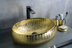 Раковина Gid 9030g 52234 накладная золотая 48x34x15