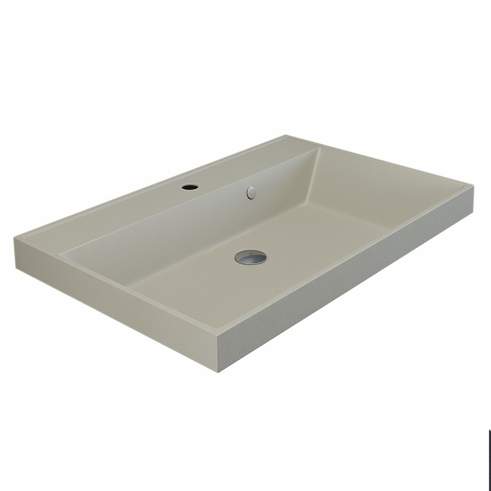 Раковина для ванной 80 см, Uperwood Classic Quartz, кварцевая, бежевая матовая, лён