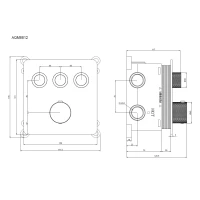 Смеситель с термостатом встраиваемый на 3 потребителя комплект с монтажной частью AQM8812MB