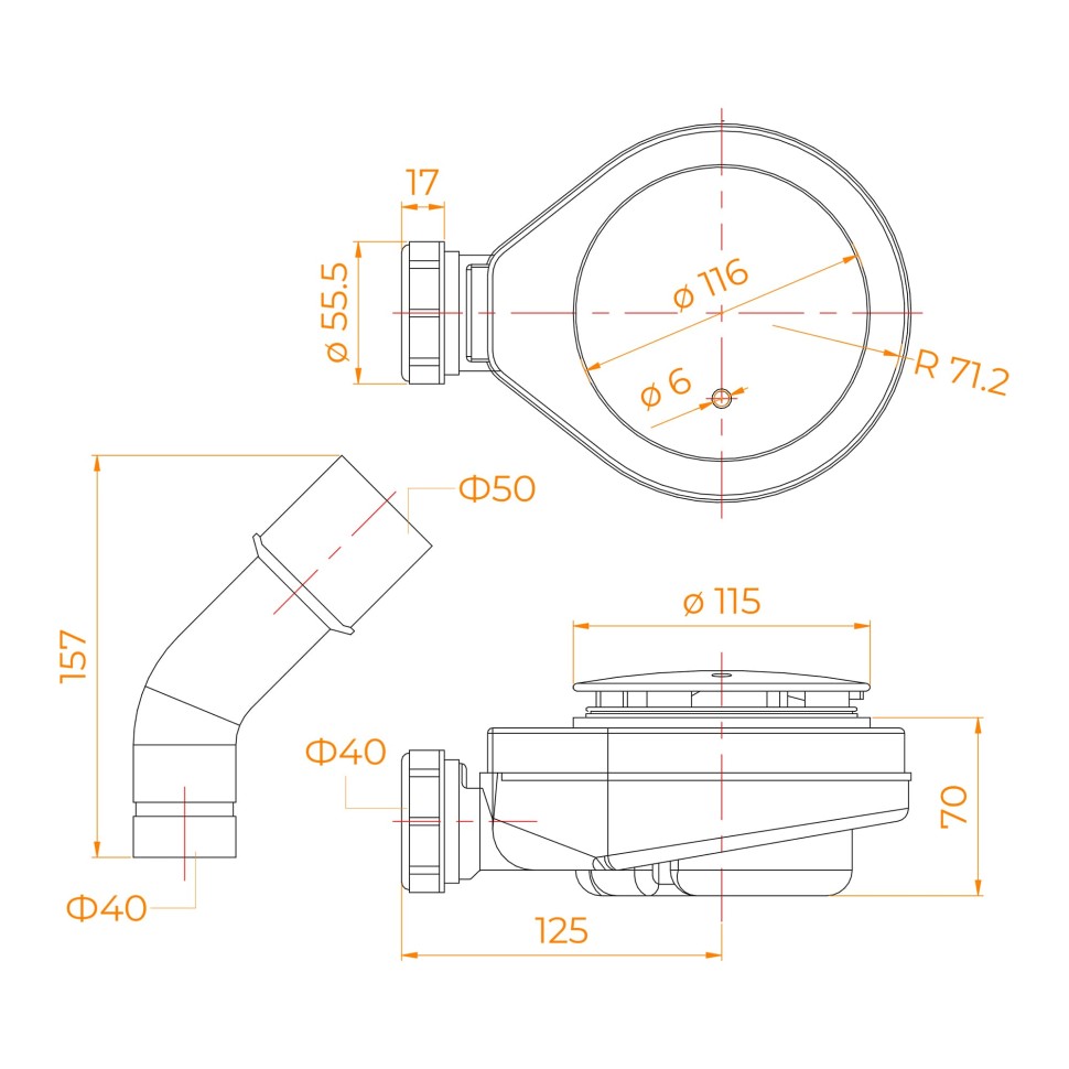 Сифон для поддонов RGW S-16-1G (442416100-06)