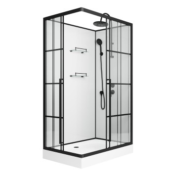 Душевая кабина Niagara Standart ST100/80/15QR/KL/BKT (100х80х225) низкий поддон(15см),черный,стекло прозрачное,3 места
