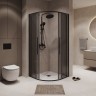 Душевое ограждение Niagara Nova NG-2827-34BLACK (100х100х195) четверть круга,черный матовый,двери раздвижные,стекло тонированное,1 место
