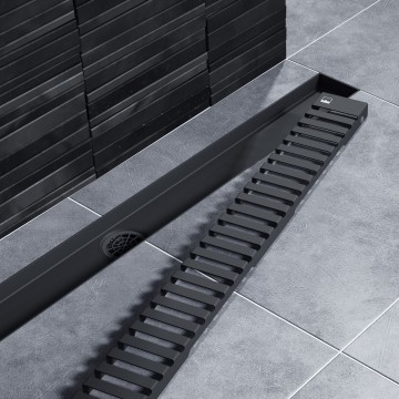 Душевой лоток TIMO Drain System 600 с вставкой "lines", Чёрный