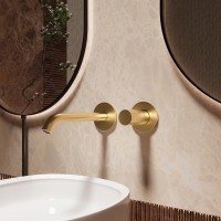 Смеситель для раковины Аура (Aura) VBFW-6AU1BG встраиваемый, брашированное золото